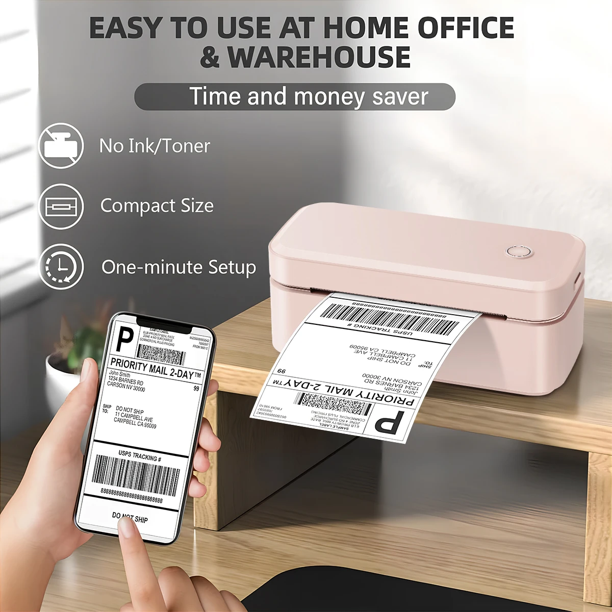 Hot Selling 203DPI 110mm Wireless Blue - Tooth Thermal Printer 4x6 Waterproof Label Machine Retail Shops Thermal Paper ROHS