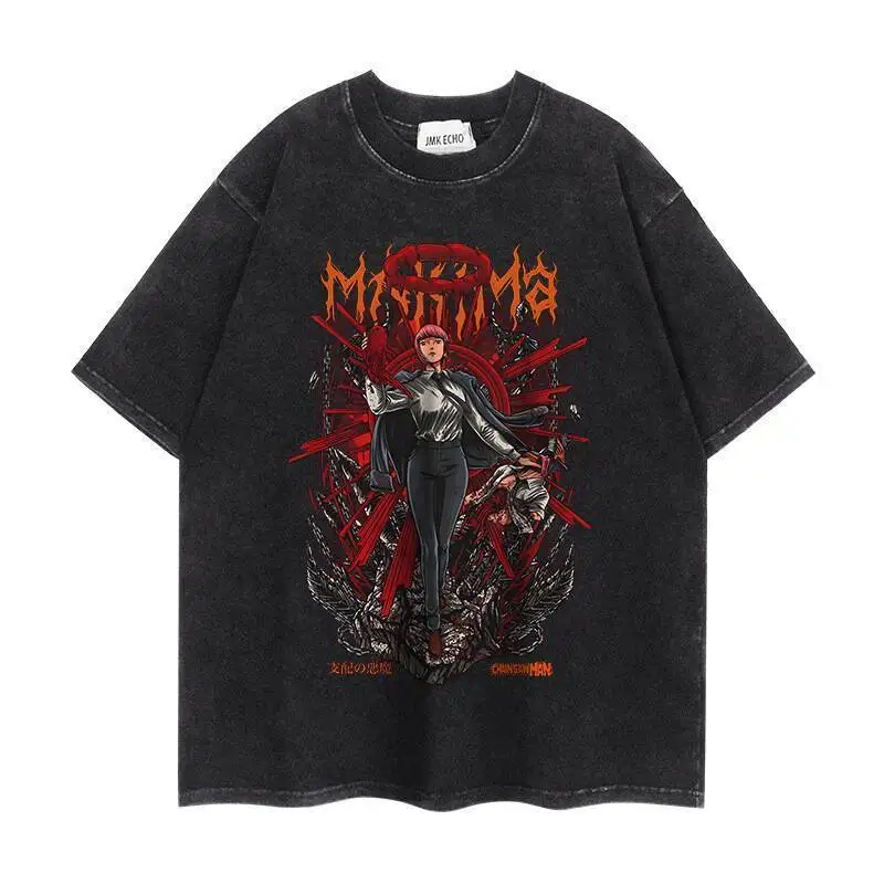 

Футболка с принтом персонажа Макимы из аниме «Человек-бензопила», хлопковая, с коротким рукавом, повседневная, свободного кроя, для мужчин и женщин, для фанатов