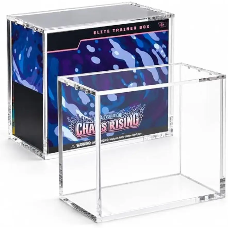 ETB Acrylic Case, 99% UV Block (Protects ETB from Fading) 6Mm X 6Mm X 3Mm Thick Clear Acrylic ETB Display Box with Magnetic Lid - ETB Protector Case for Collectors, UV Resistant, Stackable Design (ETB Not Included)