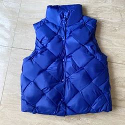 2023 NEW Women's Down Cotton Vest Coat Autumn Winter Short Stand Collar Sleeveless Cotton Jacket Female Casual Quilted Waistcoat