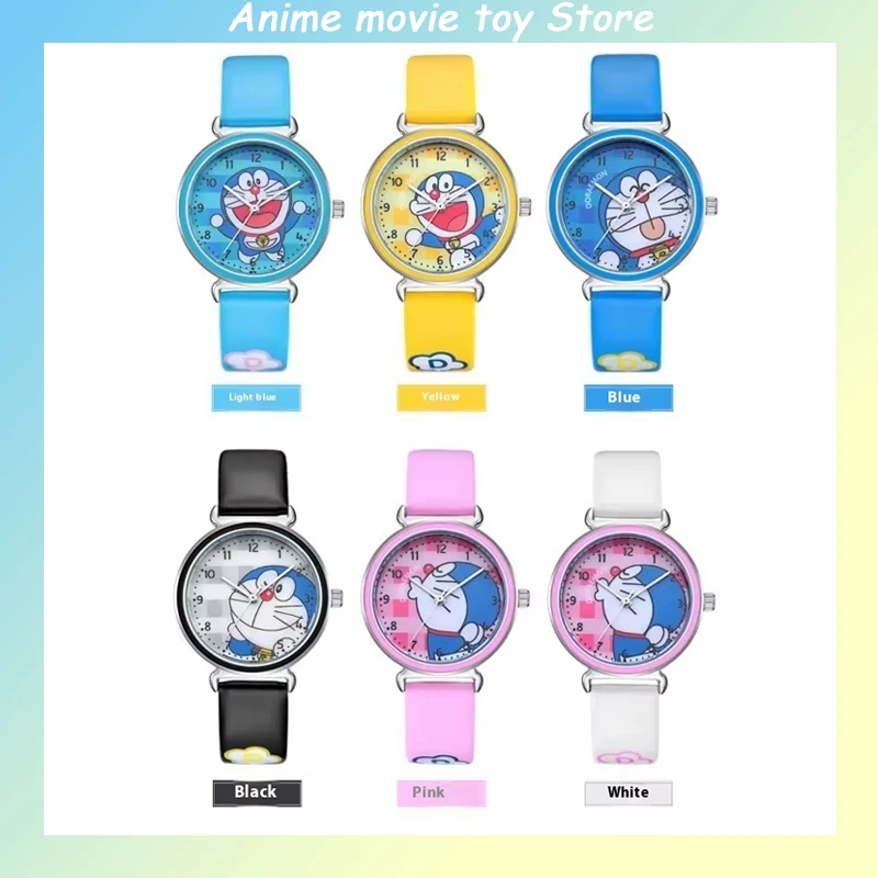 Waterproof Quartz Cartoon Watch Boys Doraemon Pattern Kawaii Blue Fat Man Cute Pointer Kids\' School Watch Primary Students Gifts