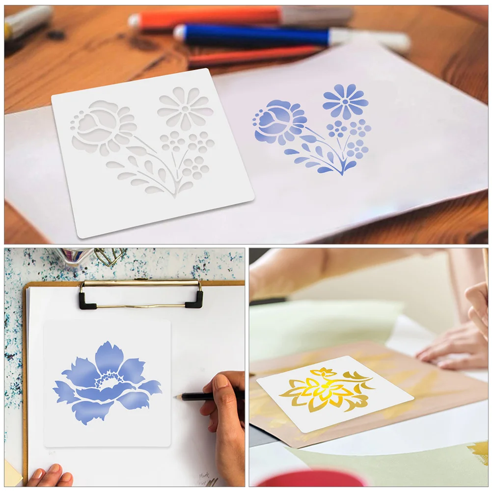 32 Pcs Painting Hollow Out Template Drawing Stencil for Kids DIY Stencils Creative Hollow-out Flowers Scrapbook Craft Templates