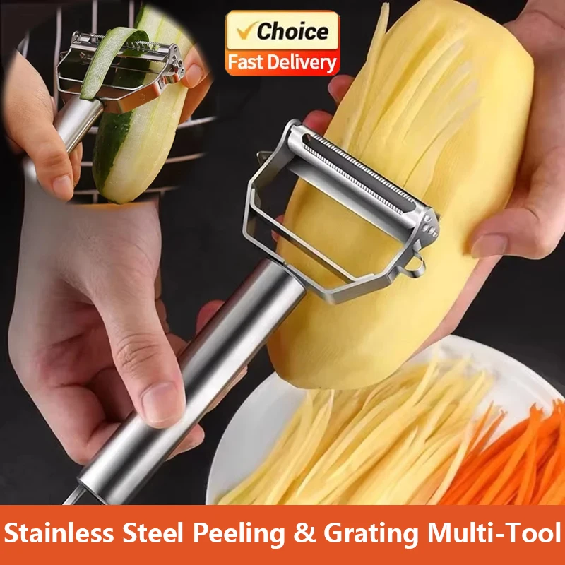 

2025 New Stainless Steel Kitchen Vegetable Peeler Double Head Multi Function Fruit Melon Planer Household Food Prep Tool