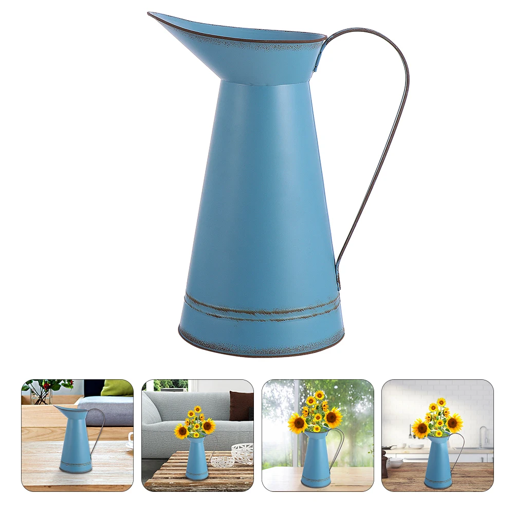 

2Pcs Vintage Iron Flower Vase Tin Bucket for Tabletop Arrangement Decorative Metal Plant Pots Long Serving Life