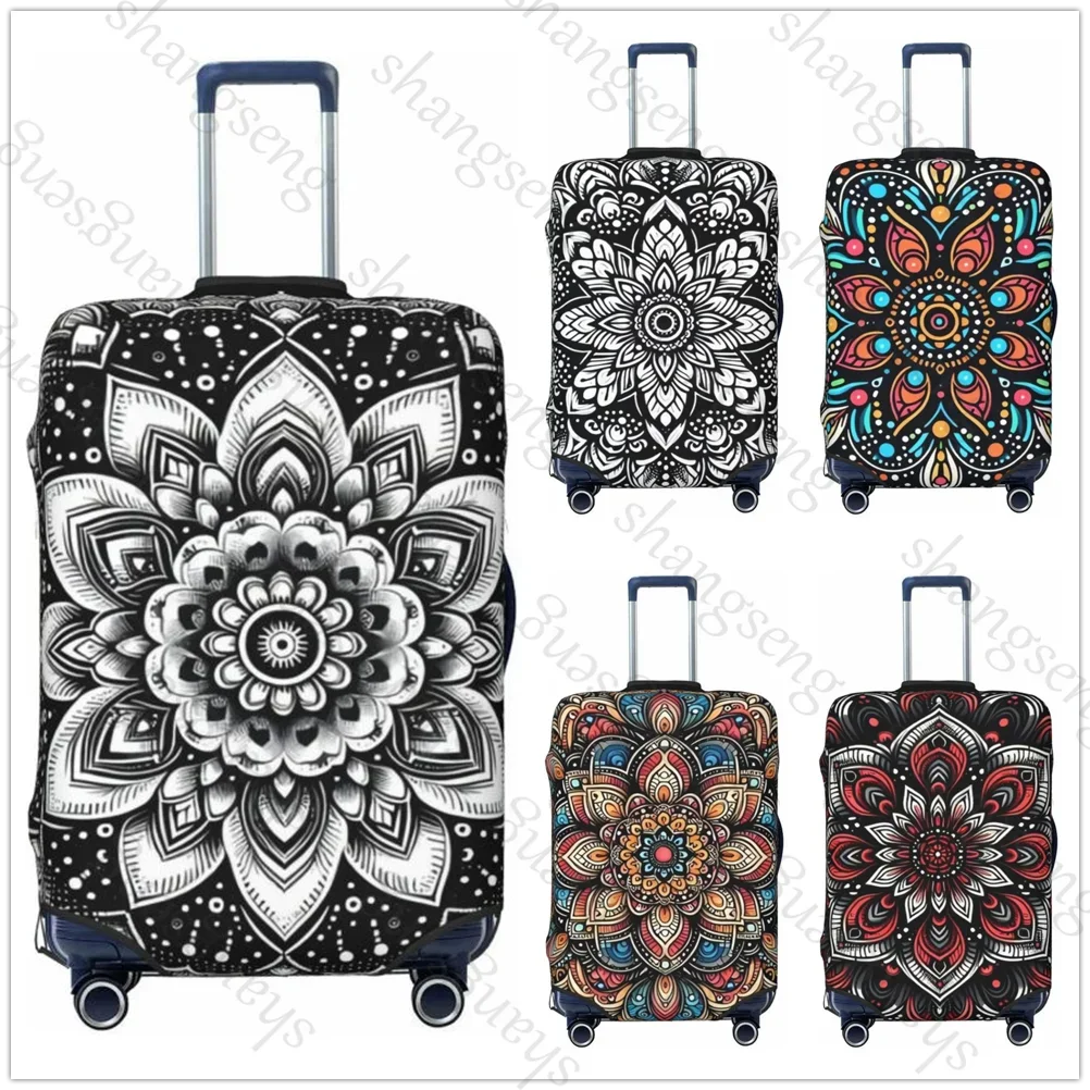 السفر غطاء الأمتعة حقيبة مرنة عربة حامي غطاء الغبار حقيبة حالة هندسية ملونة ماندالا للأمتعة 18-32 " #1