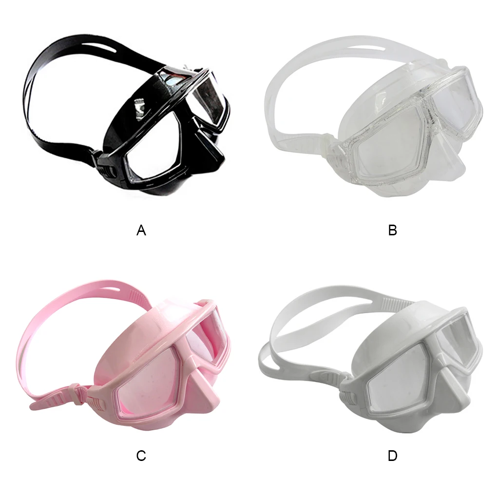 Freediving Masks Half Face Cover Resin Lens Waterproof Scuba Diving Goggles High-definition Snorkeling Glasses for  White