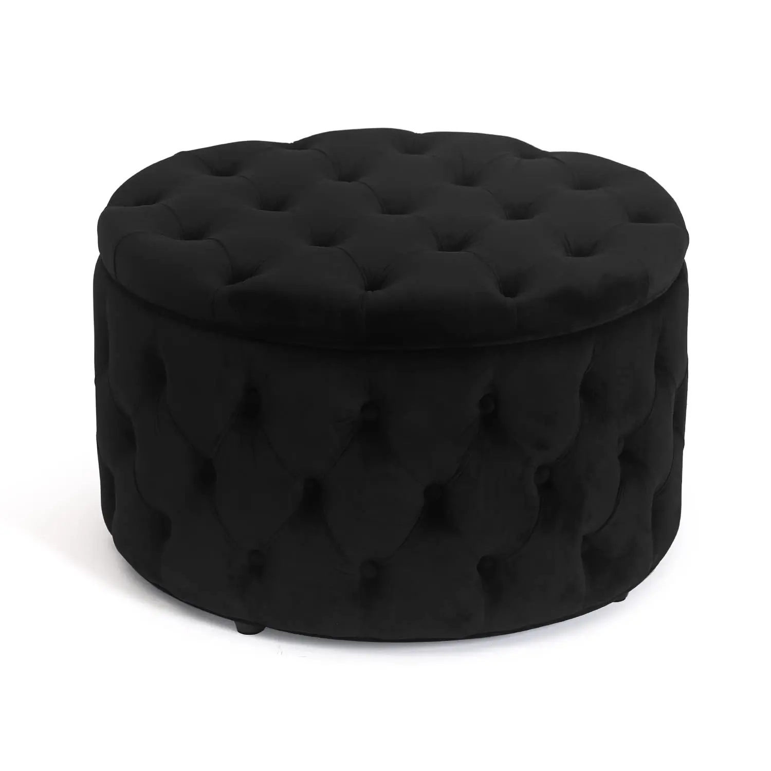 Round Storage Ottoman Button Tufted Removable Top Bench Coffee Table Footrest Living Room Bedroom, Customized