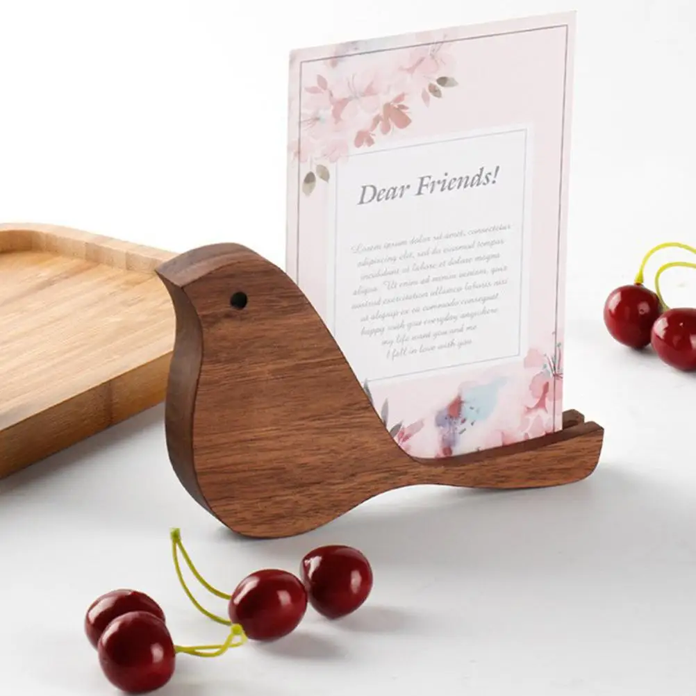 Desktop Vogel Kalender Halter Show Rack Dekor Walnuss Vintage Tisch Kartenhalter Postkartenständer