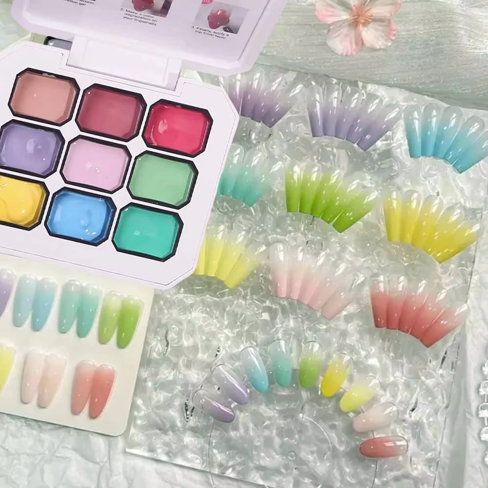 

9-Colors Pat Painting Nail Gel 9 In 1 Gradient Nail Stamping Pattern Gradient Effect Nail Art Polish Set Ideal Christmas Gift