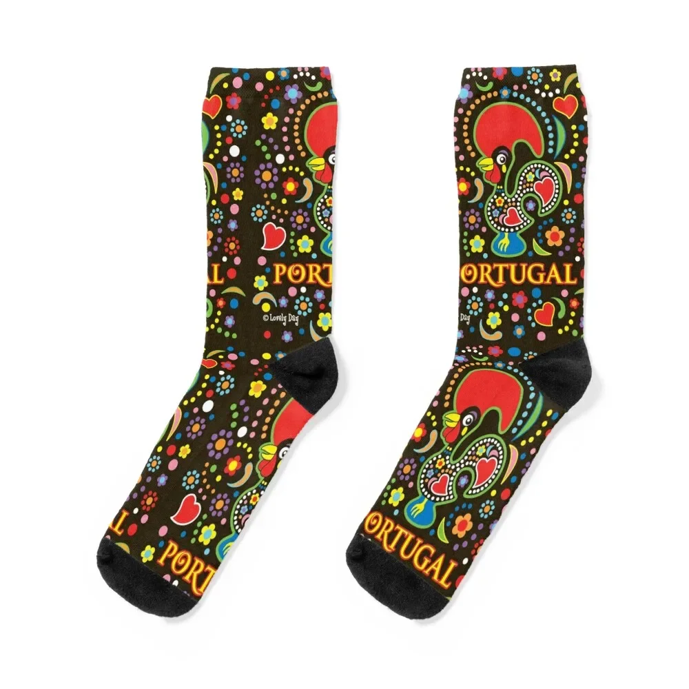 Portugal Rooster Galo de Barcelos Famous Lovely Day Design Socks floor man cute Socks Woman Men's