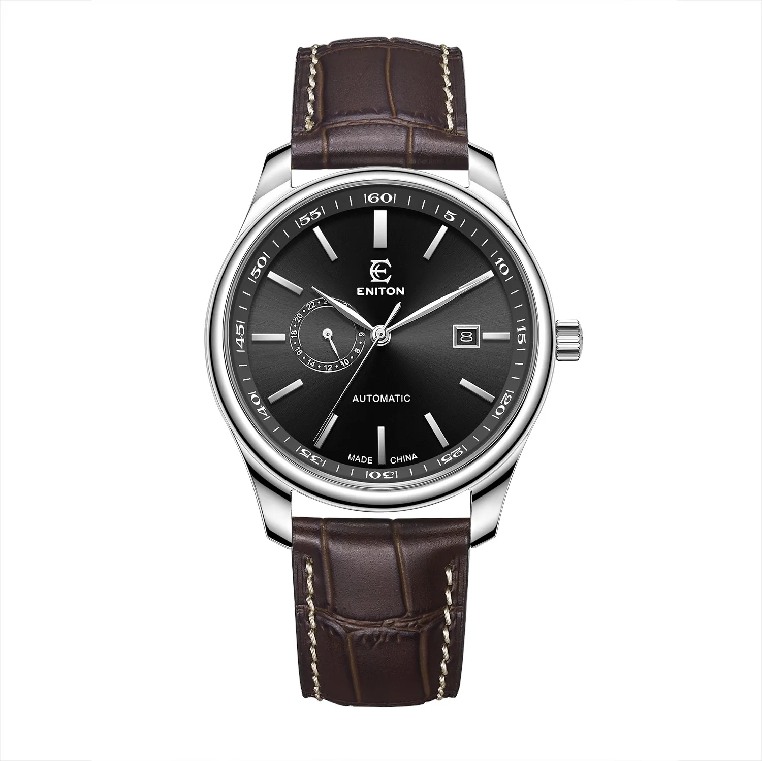 ENITON ساعة أوتوماتيكية للرجال الفولاذ المقاوم للصدأ 316L 8215 حركة الراقية الفاخرة رجل ساعة مقاوم للماء حلقة من جلد ساعة ميكانيكية