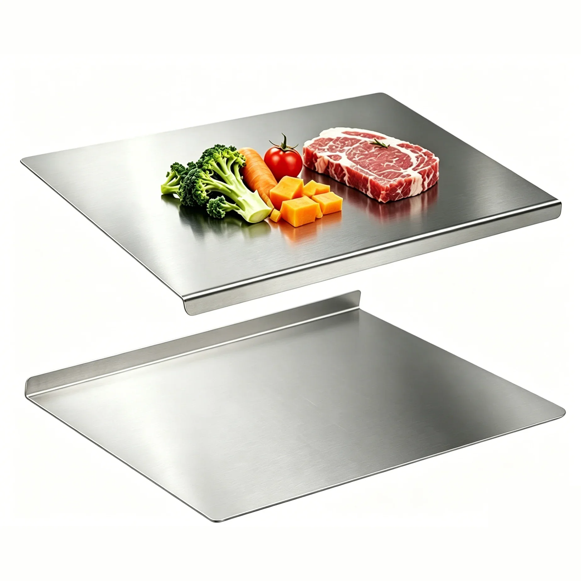 304 Stainless Steel Rolling Board Non-Stick Pastry Board with Raised Edge Food Grade Kneading Board for Kitchen