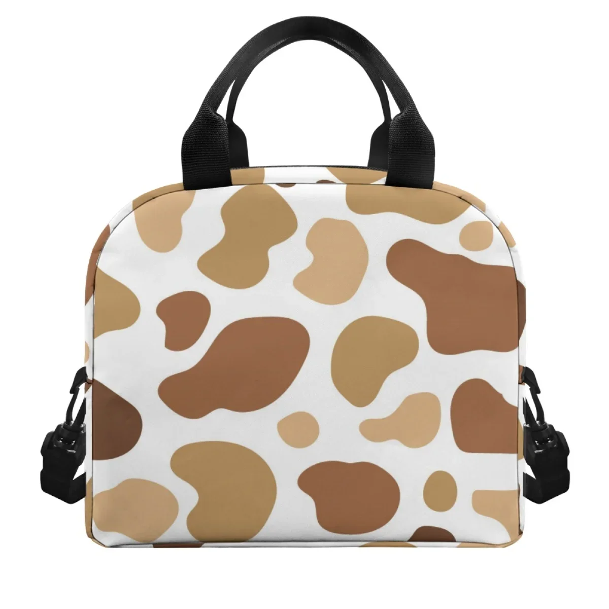 Cow Spots Leopard Pattern Teenage Girls Boys Large Capacity Lunch Bag Dirt Resistant Travel Outdoor Soft Handbag Custom Image