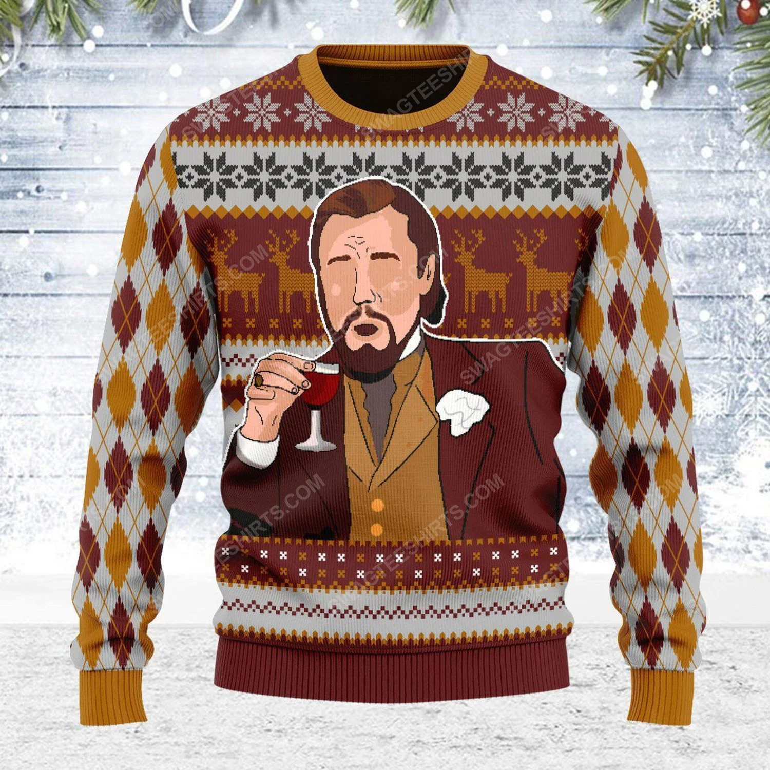 Pull de Noël Leonardo Dicaprio Mème qui rit, pull Père Noël, sweat-shirt 3D, cadeau pour homme, automne, vêtements d\'hiver, Y-ly, 2024