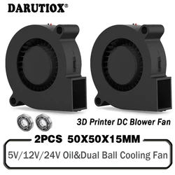 2PCS 5015 50mm DC 24V 12V 5V 2Pin Ball/Sleeve Bearing Brushless Cooling Turbine Blower Fan 50mm x 15mm Blower Cooler Fan