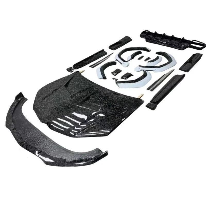 Front Bumper Upgrade Kit for -Carbon Fiber Water Transfer Printing Black New Bolt-On 1 Year Warranty Universal