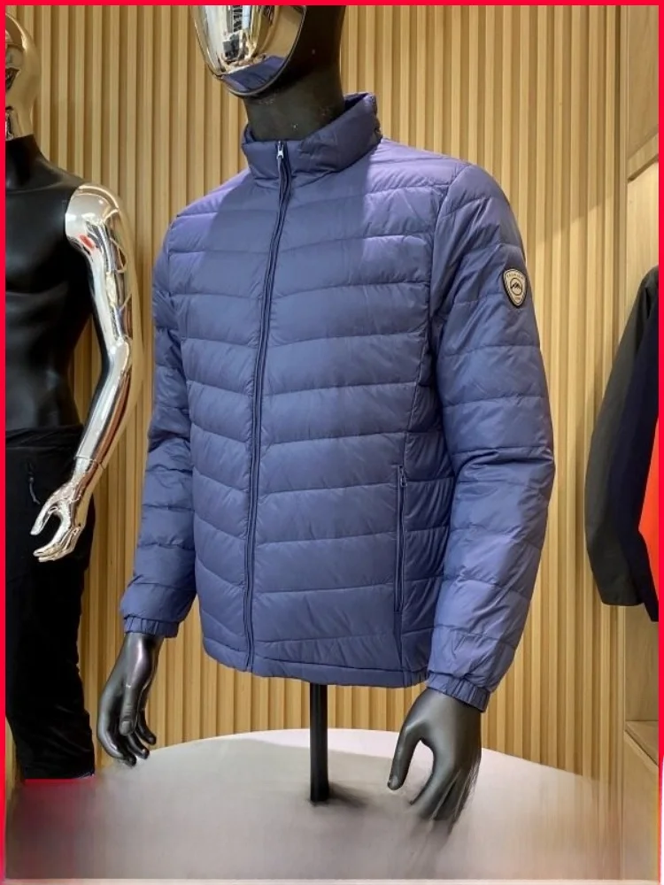 

Легкий пуховик для мужчин, осень-зима, Новое поступление, теплое, простое, универсальное, с воротником-стойкой, пухозащитная нейлоновая ткань, на молнии, Sle