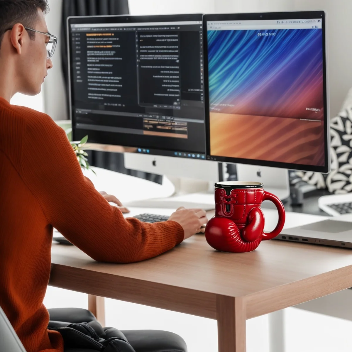 

2025 New Creative Boxing Glove Mug Sports Themed Mugs Portable Desktop Decoration Funny Water Cup for Home Studio Travelling