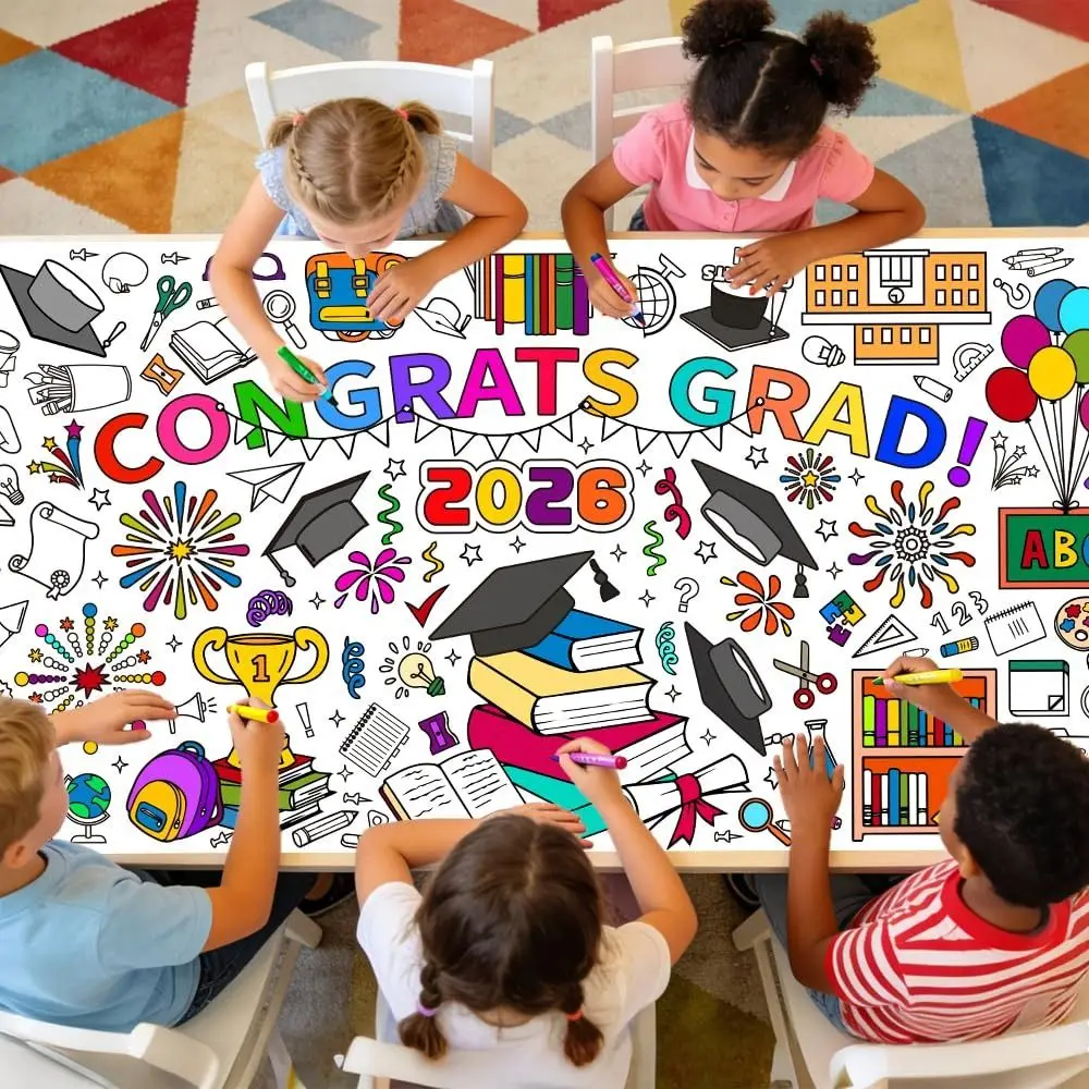 DIY Graduation Coloring Poster Giant Size Drawing Surface Coloring Banner Gift Art Craft Large Congrats Card