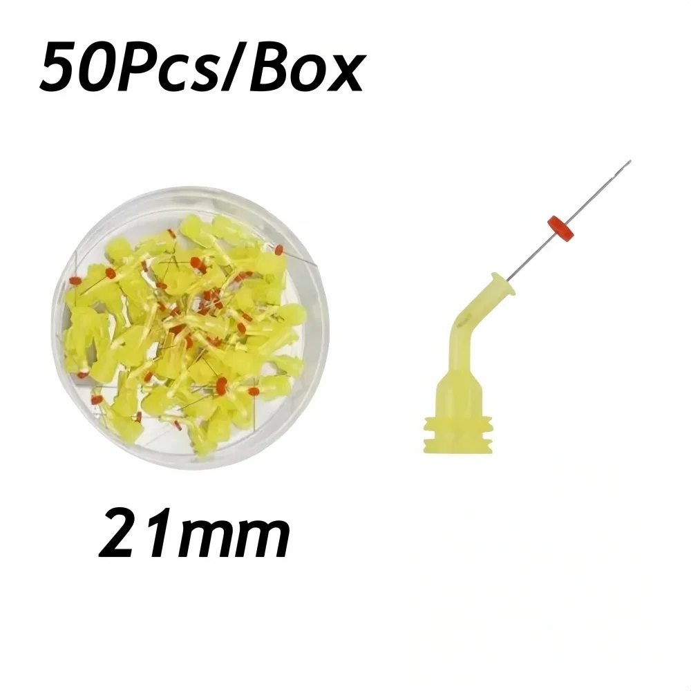 

50Pcs Dental Disposable Root Canal Irrigation Tips, Prebent Double Side Hole Syringe Needles, Endodontic Irrigator Accessories