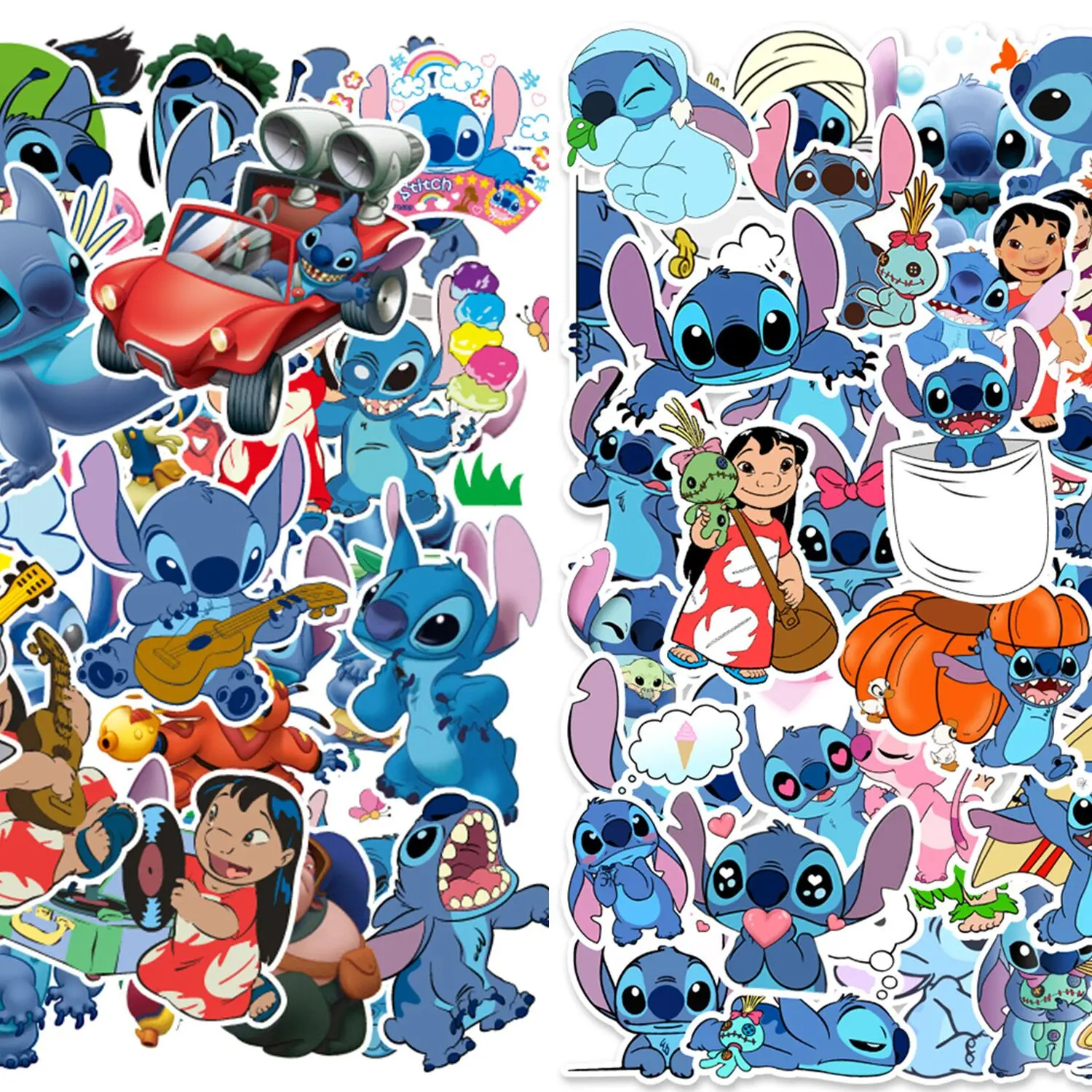 Disney Cartoon Lilo e Stitch Adesivos, DIY, Decalques Graffiti, Toy Gift, Diário, Laptop, Telefone, Bagagem, Skate, 10 Pcs, 50 Pcs, 100Pcs