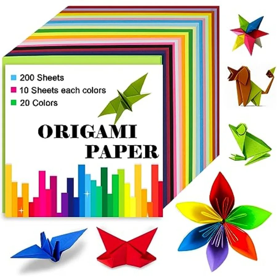 Origami Paper Double Sided Color Sheets, 6x6 inch 20 Colors, Origami Paper kit for kids, Colored Paper Kit Gifts for Beginners