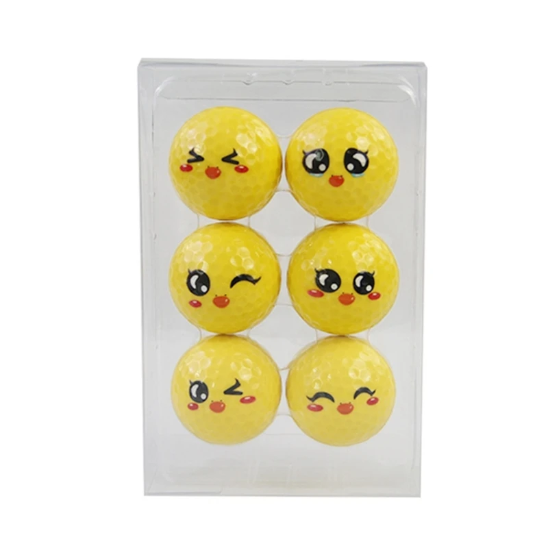 6Pcs Unique Practice Golf Balls Novelty Funny Golf Balls Lovely Emotion Face Golf Balls for Course Play, Practice, Gift