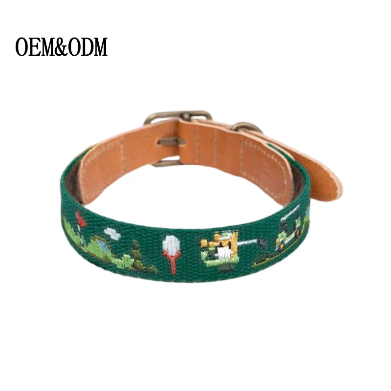 Dog Leather Collar & Leash Cross-Stitch Design Pet Owners