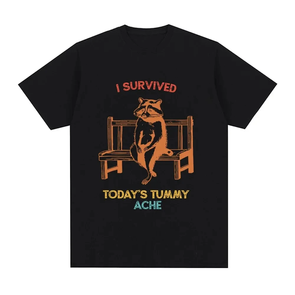 

I Survived Today's Tummy Ache TShirt Funny Cat Creative Printed Short Sleeve TShirt Women Casual Streetwear Summer Soft Clothing