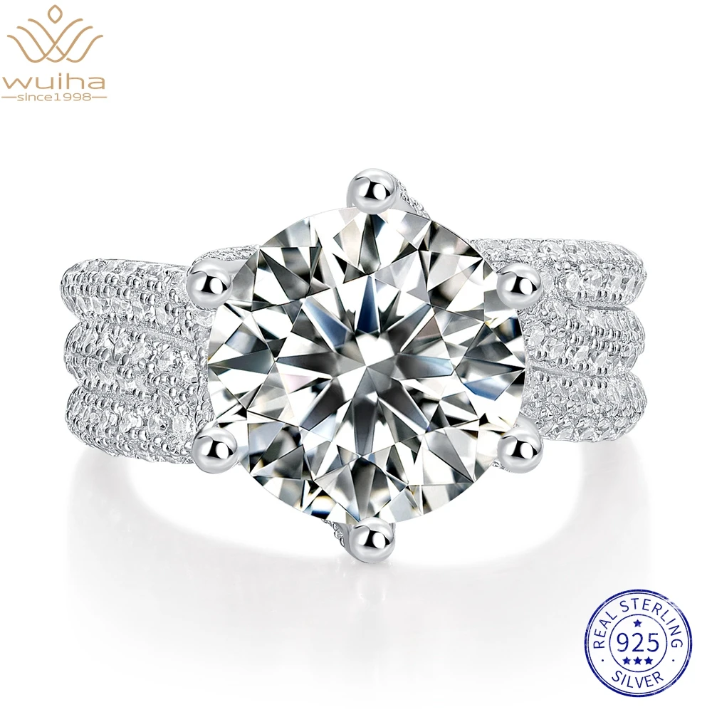 sterling silver moissanite aneis de diamante para as mulheres aneis de noivado de casamento presente de aniversario joias finas espumante real 5ct wuiha 925 01