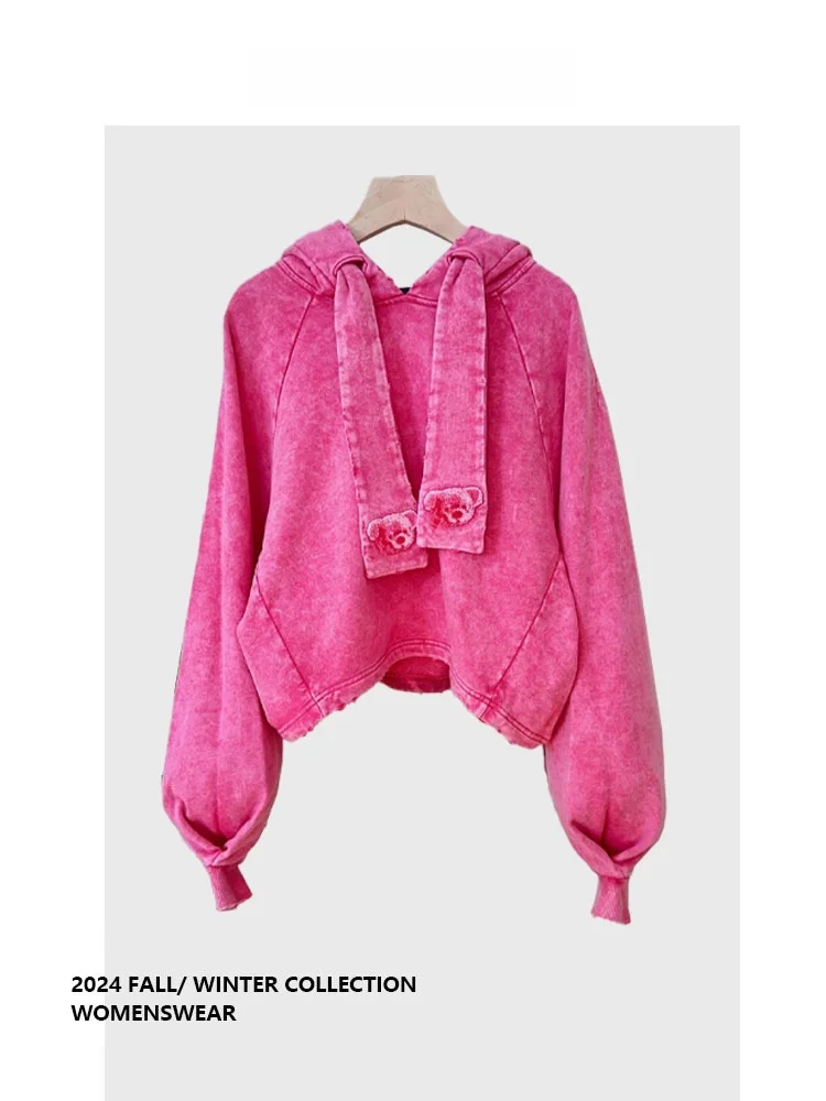 

Faionable Свободная толстовка с капюшоном Повседневная женская одежда Универсальная ранняя осень Новый топ в американском дизайне для женщин