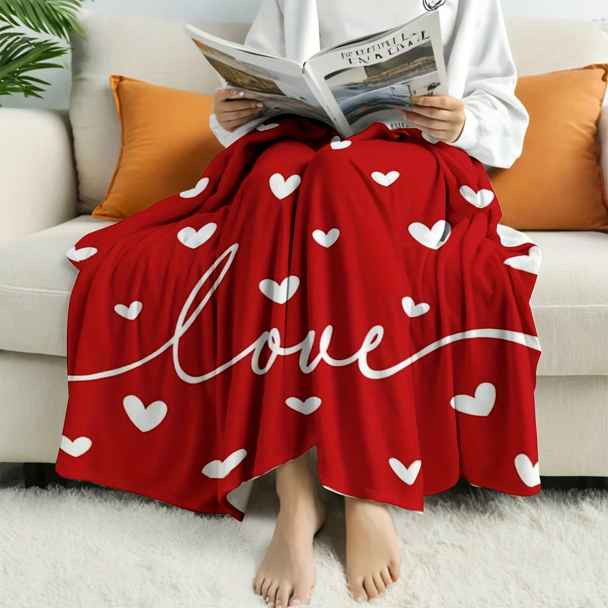 Valentine'S Day Love Blanket, Lightweight Super Soft Flannel Blanket, Suitable for Girlfriend Sweetheart, Pink Red Gentle Comfor