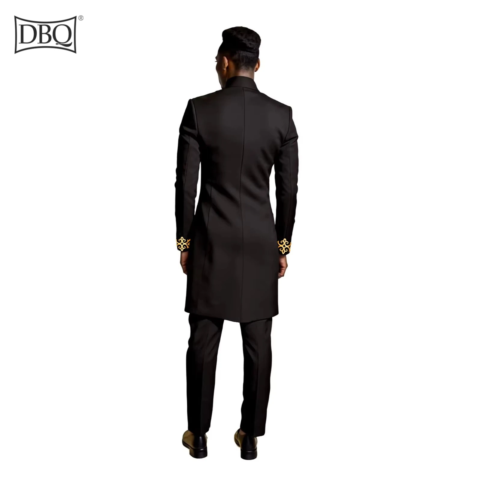 DBQ African Clothes for Men Regular Fit Embroidery Brooch Kerchief Blazer and Pants Linen Suits Set