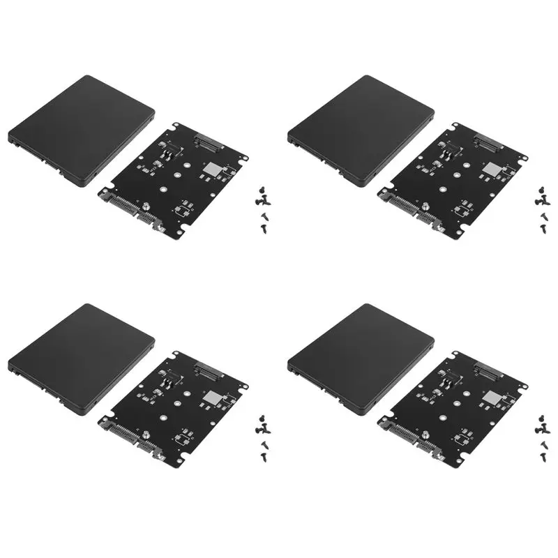 X64A-4X Black B + M Key Socket 2 M.2 NGFF (SATA) SSD To 2.5 SATA Adapter Card With Case