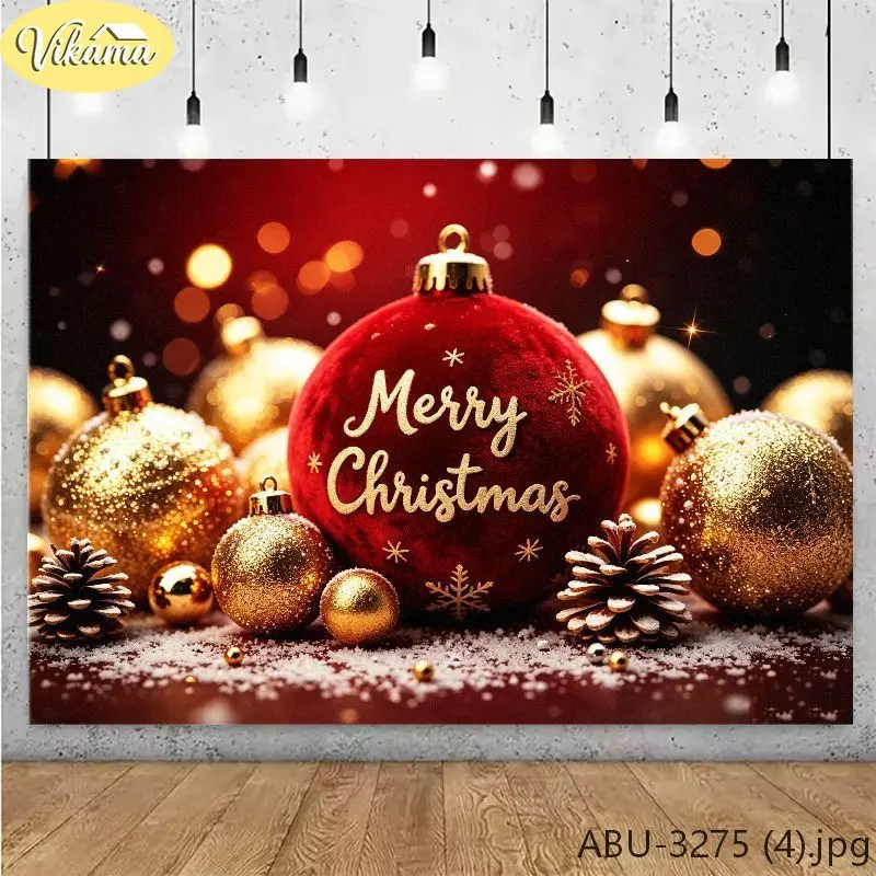 VIKAMA Ornament Christmas Backdrop Tapestry Wall Hanging, Wall Art for Photo Studio Party Living Room Bedroom Home Decor