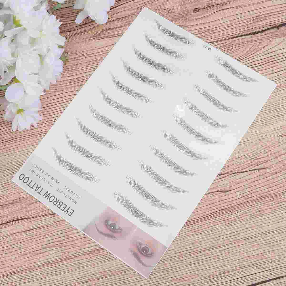 

2 Pcs 3D Eyebrow Stickers Waterproof Artificial Apply Full Realistic Suitable Sparse Brows Safe Skin