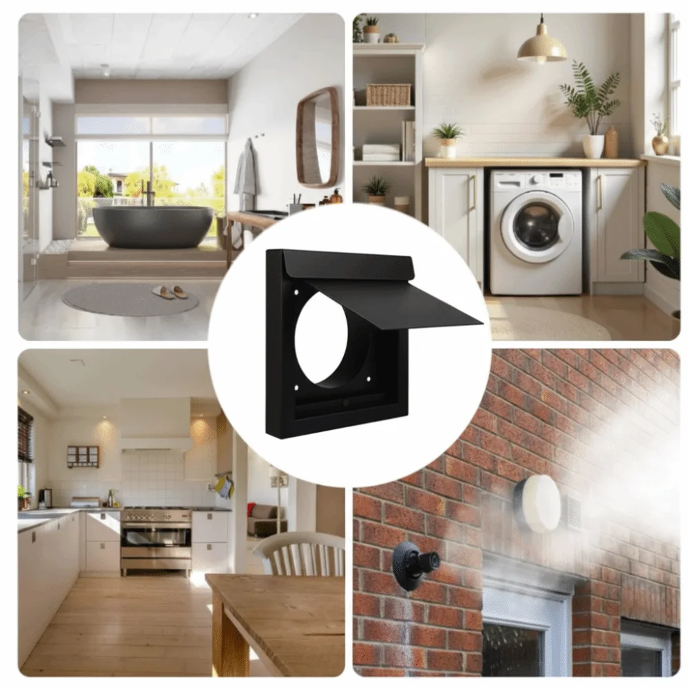 غطاء تهوية للمجفف بتصميم المثبط، مادة معدنية بحجم 4 بوصة، جهاز تهوية مصمم لتعزيز تدفق الهواء