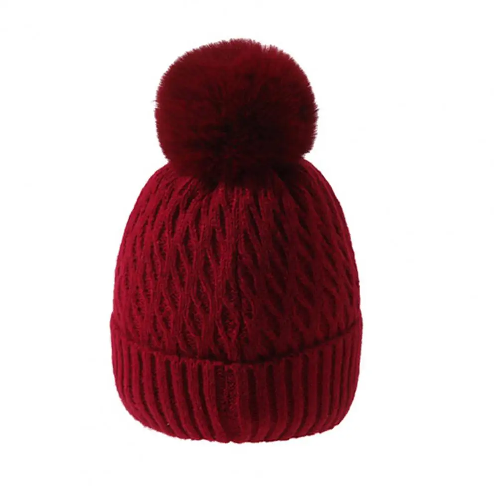 Thermal Knit Hat for Weather Cable Knitted Hat with Pompom Winter Cable Knit Hat with Fleece Lining Pom Pom Women’s Cozy