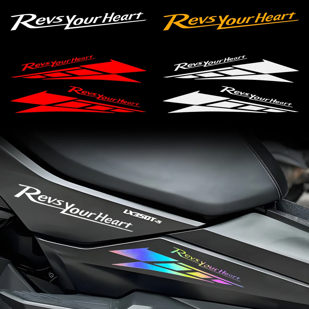 For Xmax 300 XMAX125 250 300 Revs Your Heart Motorcycle Accessories Reflective Vinyl Logo Stickers Motor Head Body Decor Decals