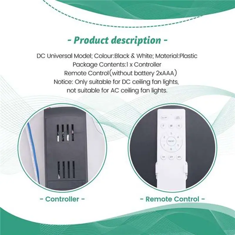 ABKN Ceiling Fan Remote Control Kit 40W 6-Speed Timing Function Universal Replacement for DC Ceiling Fans & Lights