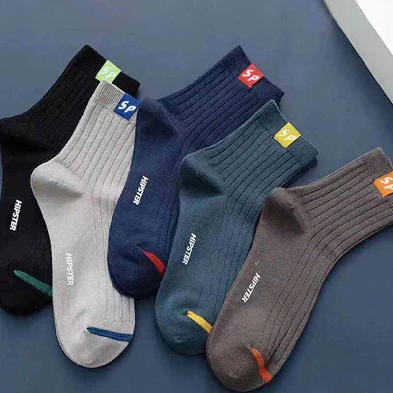 

3 Pairs/Lot Men's Polyester Cotton Socks Middle Tube Soft Breathable Fashion Street Fun New Styles Casual Sock