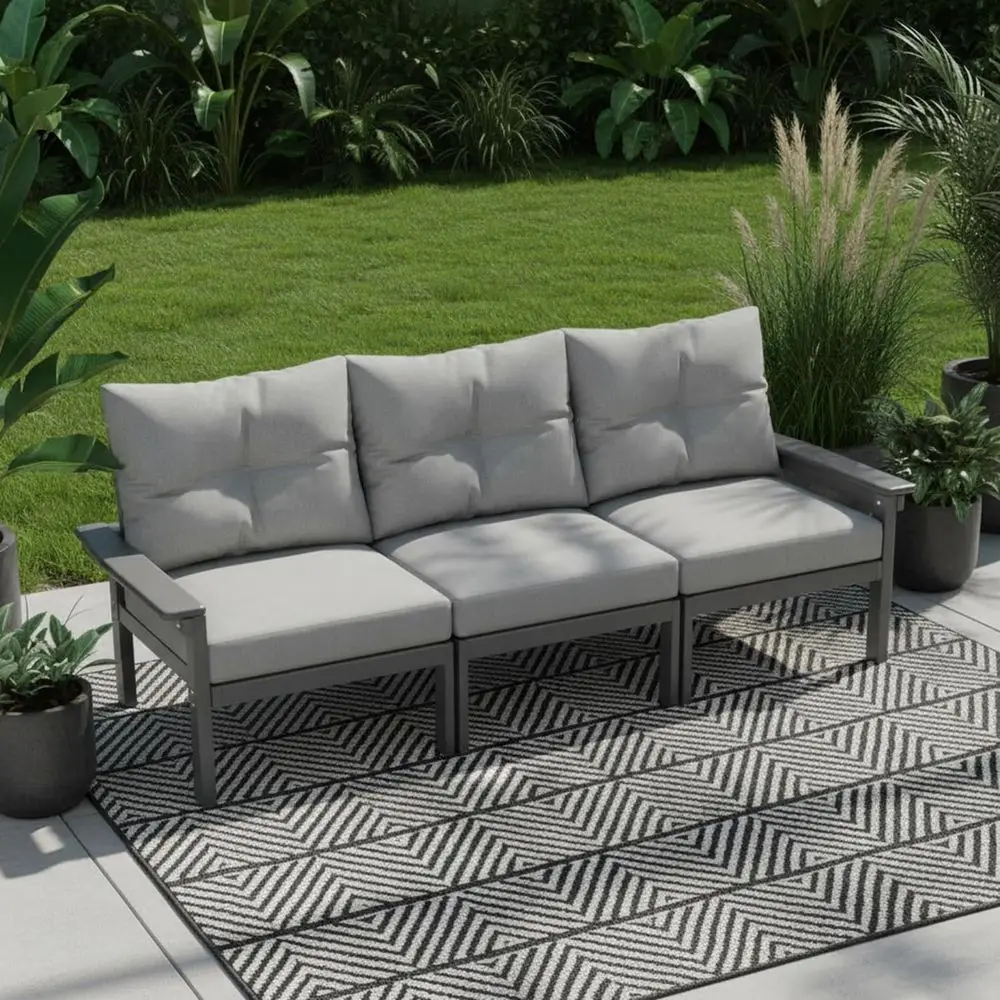 

All-Weather HDPE 3-Piece Patio Furniture Set with Thick Cushions for Outdoor Living Spaces