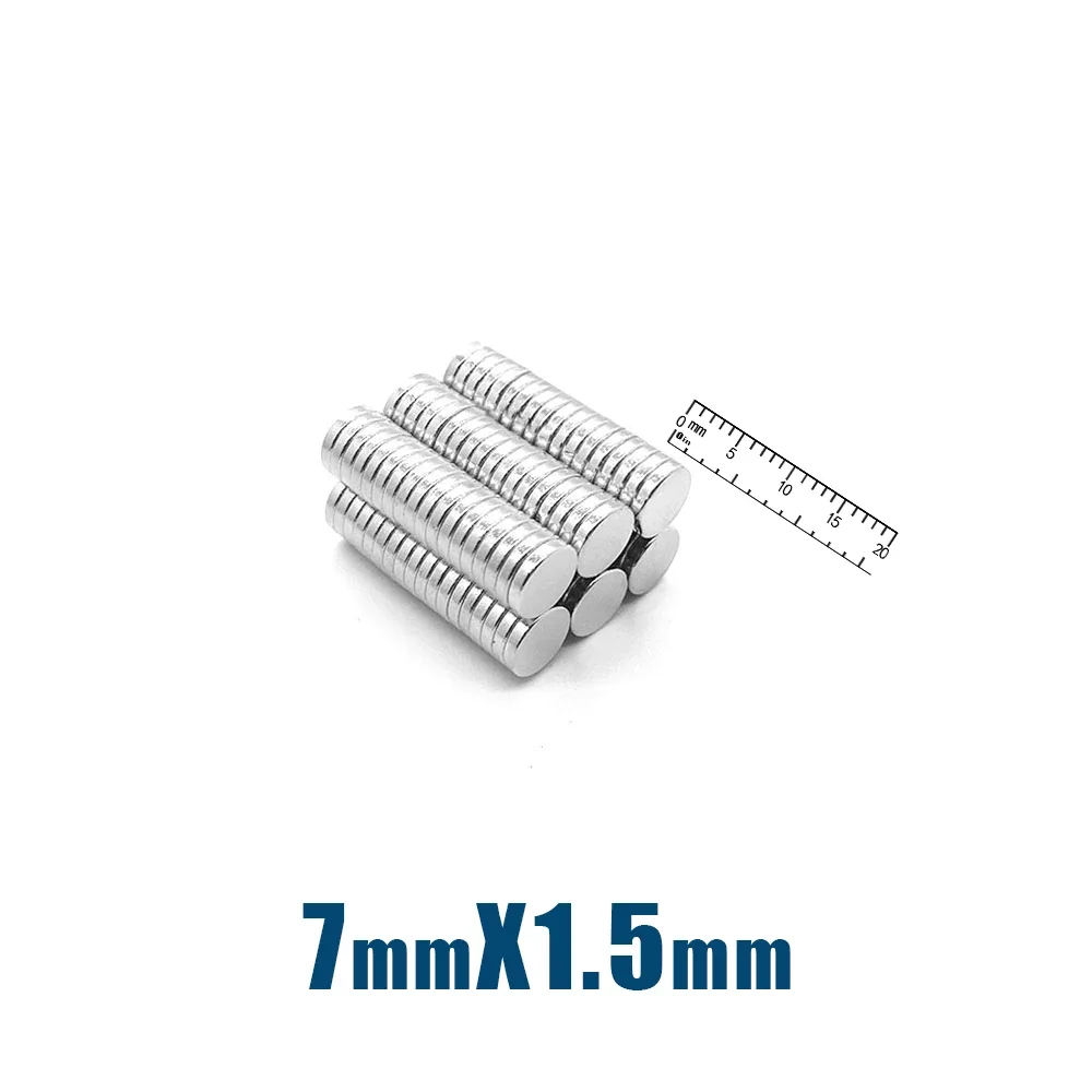 50/100/200PCS 7x1.5mm Mini Round Super Strong Neodymium Magnets N35 Powerful Fridge Magnets Magnetic Sheet Fishing Magnet image 6