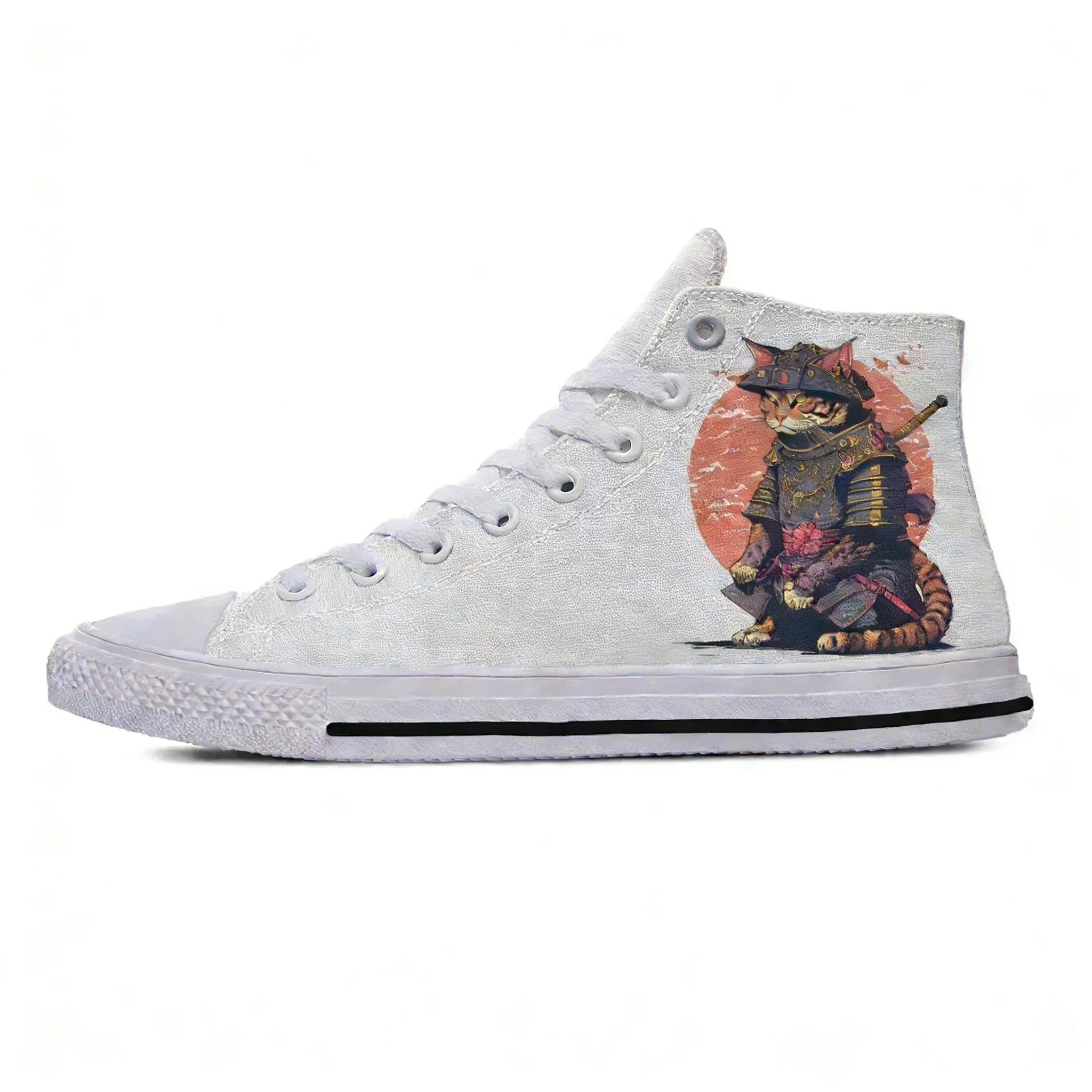 

Japan Samurai Cat Pattern High Top Sneakers Mens Womens Teenager Casual Shoes Canvas Running Shoes 3D Print Lightweight shoe