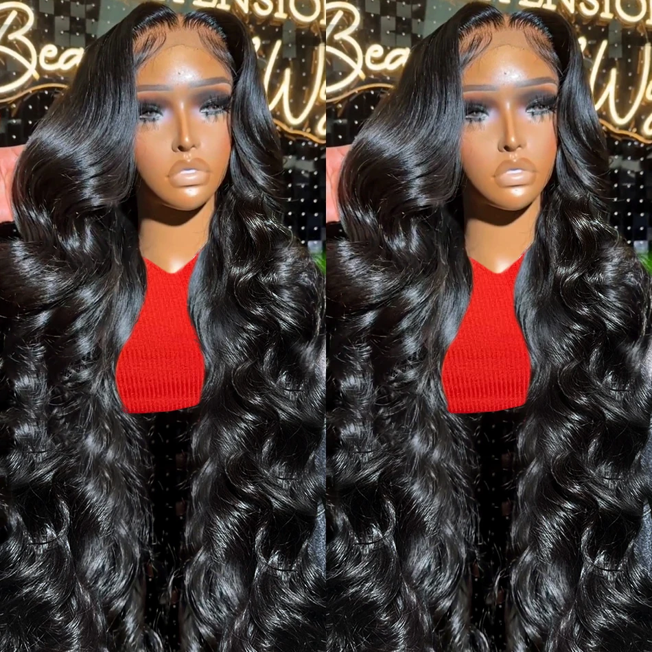 Brazilian Body Wave 13x6 Frontal Human Hair Wigs 32 34 Inch Transparent 13x4 Water Waves HD Lace Front Wig For Women 200%