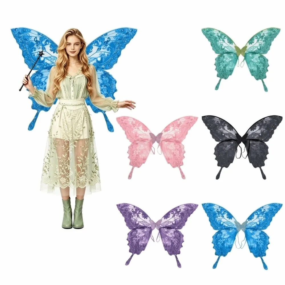Creative Adults Kids Fairy Wings Colorful Handmade Fairy Costume Wing Foldable Lightweight Dress Up Wings Dress Up Accessories
