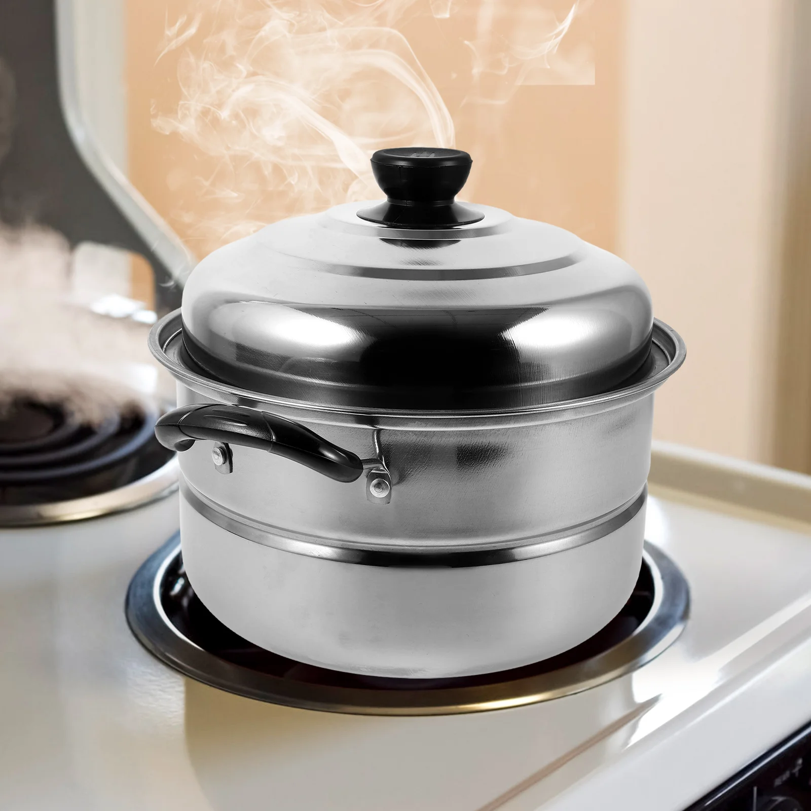 

Thickened Stainless Steel Steamer Pot with Lid Soup Stock Pan Household Cooking Kitchen Multi-functional Food for Grill