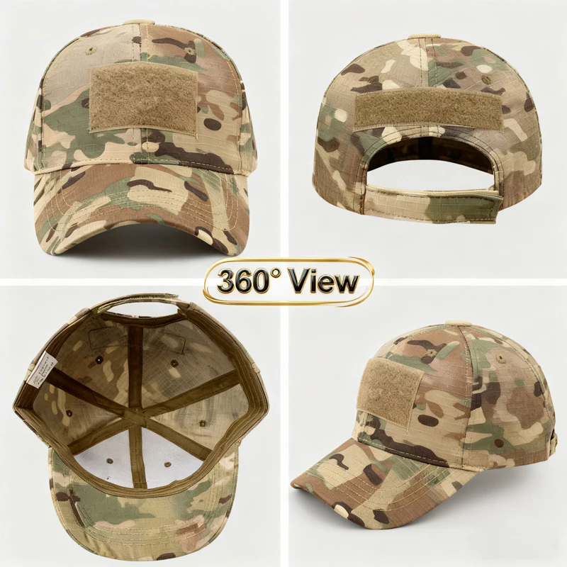 Tactical Military Baseball Cap with Velcro Patch Adjustable Camouflage Hat for Men Outdoor Hunting Airsoft Army Caps OPS Style view 4