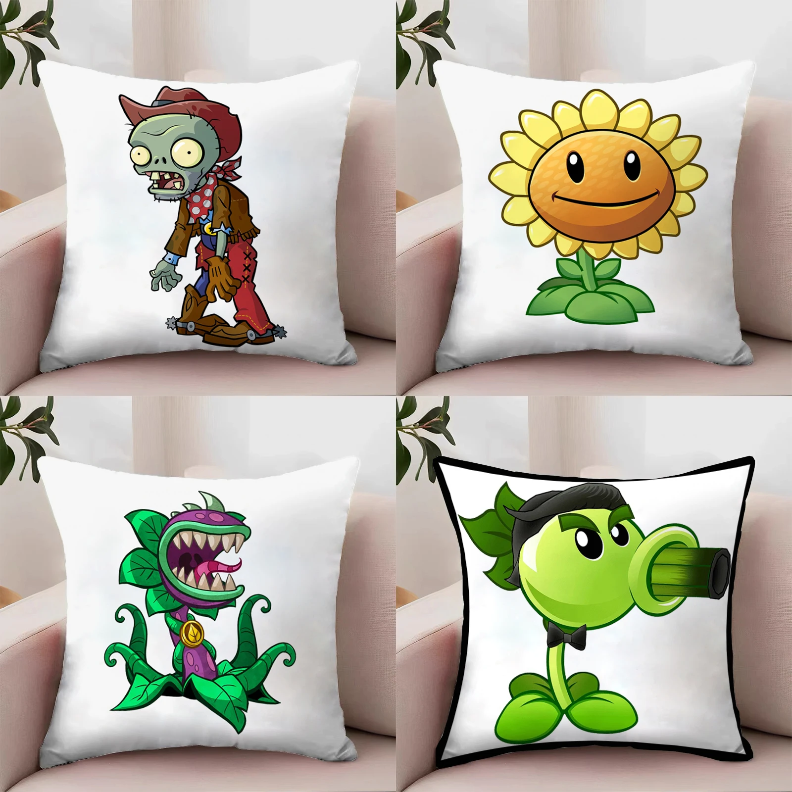 

45x45 Cushion Cover for Living Room Cushions P-Plants Vs. Zombies Game Decorative Pillow Cover Covers for Bed Pillows Home Decor