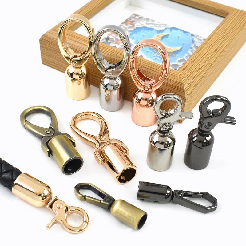 

2/4/10Pcs Metal Buckles Bags Tassel Cap Clip Stopper Clasp Bag Handle Strap End Tip Trigger Snap Hook Leather Craft Accessories